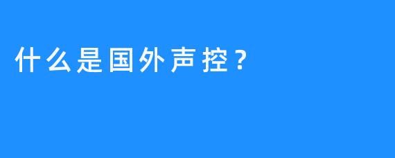 什么是国外声控？