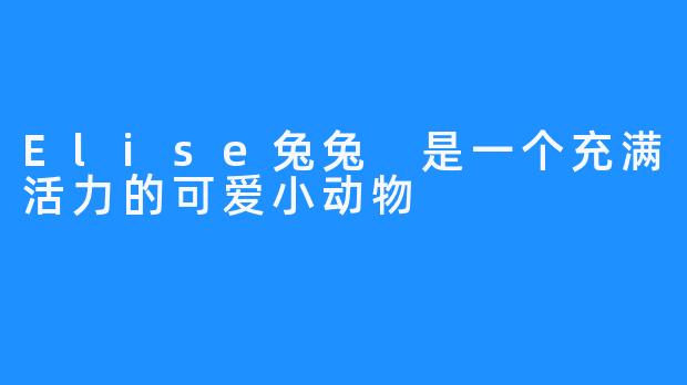 Elise兔兔 是一个充满活力的可爱小动物