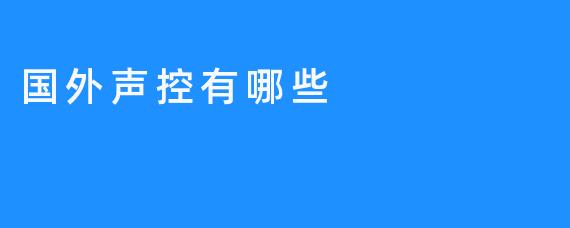 了解声控技术：国外有哪些声控技术？