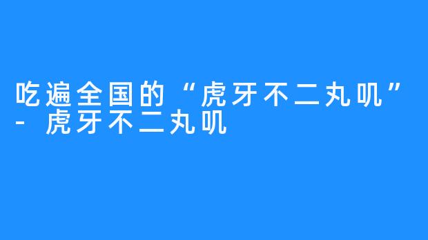 吃遍全国的“虎牙不二丸叽”-虎牙不二丸叽