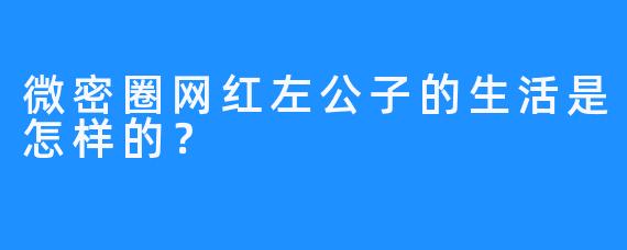 微密圈网红左公子的生活是怎样的？