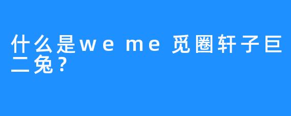 什么是weme觅圈轩子巨二兔？
