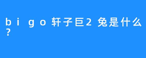 bigo轩子巨2兔是什么？