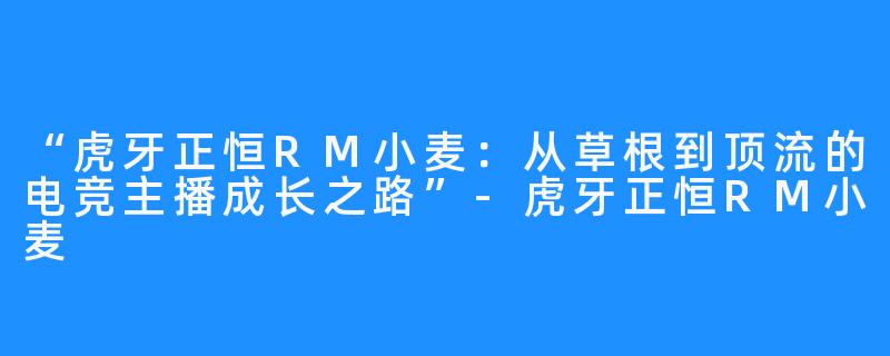 “虎牙正恒RM小麦：从草根到顶流的电竞主播成长之路”-虎牙正恒RM小麦
