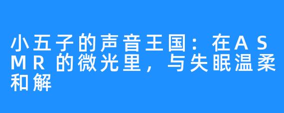 小五子的声音王国：在ASMR的微光里，与失眠温柔和解