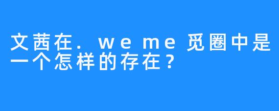 文茜在.weme觅圈中是一个怎样的存在?